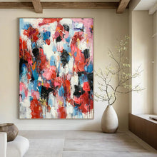 Load image into Gallery viewer, “Vibrant Drip Abstract with Reds and Blues” - Emotive Abstract Art on Canvas DKH1585