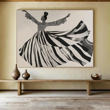 Load image into Gallery viewer, Black - and - White Dancing Figure Abstract Painting for Art Deco Lounge & Dance Studio DKH231
