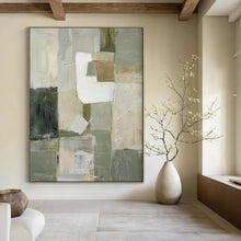 Load image into Gallery viewer, Green - Beige - White Abstract Minimalist Art, Perfect for Modern Office & Contemporary Hallway LargeART2052
