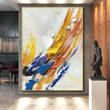 Load image into Gallery viewer, Colorful Thick Paint Strokes on White Acrylic Art - Suited for Bohemian - chic Living Room & Creative Studio LargeART0605