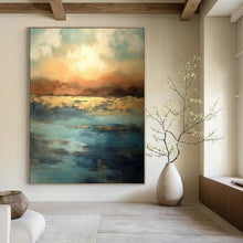 Load image into Gallery viewer, Sunset Horizon Abstract Acrylic Art, Fit for Dining Area & Coastal Home LargeART1028