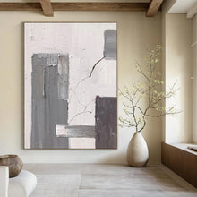 Load image into Gallery viewer, “Gray Block & Line” – Gray blocks, thin lines, white textured background DTP396