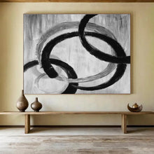 Load image into Gallery viewer, Monochrome Abstract Loops Art for Black - and - White Kitchen & Modern Studio DKH175