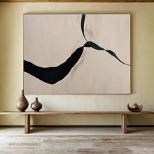 Load image into Gallery viewer, Black and Beige Abstract Ribbon Art for Elegant Hallway & Minimalist Bedroom DKH145
