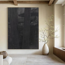 Load image into Gallery viewer, Monochromatic Black Abstract Painting, Perfect for Moody Art Gallery Corner & Sophisticated Home Office LargeART1927