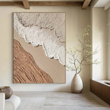 Load image into Gallery viewer, “Earth Tone Textured Layers” - Beige, Brown, White Abstract Art on Canvas DKH1130