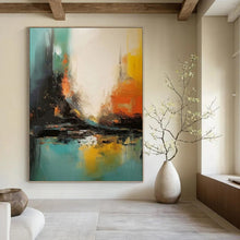 Load image into Gallery viewer, “Vibrant Urban Abstraction” Abstract Cityscape Painting on Canvas, Energetic Metropolitan Art DKH928