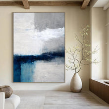 Load image into Gallery viewer, Blue & Gray Minimalist Horizon Acrylic Art, Ideal for Yoga Studio & Bedroom LargeART1020