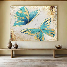 Load image into Gallery viewer, Abstract Butterfly Painting on Canvas - “Gilded Wings” DKH734