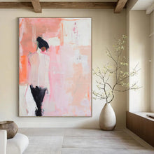 Load image into Gallery viewer, Minimalist Abstract Figure Art, Soft Pink - Toned Painting for Feminine Bedroom & Serene Meditation Space LargeART2205