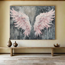 Load image into Gallery viewer, Pink Wings of Hope Hand-Painted Abstract Acrylic Art for Teen’s Room Inspiration LargeART1618
