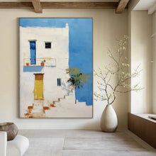 Load image into Gallery viewer, Mediterranean - Style Abstract Building Painting, Suited for Beach House Living Room & Travel - Inspired Café LargeART1837