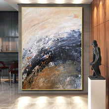 Load image into Gallery viewer, Hand - painted Large - sized Earth - Toned Abstract Wave Acrylic Art for Rustic Home Offices LargeART0009