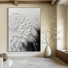 Load image into Gallery viewer, Black & White Textured Floral Abstract Painting, Ideal for Minimalist Bedroom & Art Gallery - Style Hallway LargeART2105