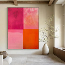 Load image into Gallery viewer, Pink & Orange Color Block Abstract, Ideal for Vibrant Bedroom & Creative Studio LargeART1479