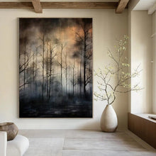 Load image into Gallery viewer, Misty Forest at Dusk Abstract Canvas Painting, Ideal for Cozy Reading Nook & Nature - Inspired Bedroom LargeART1204