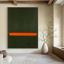 Load image into Gallery viewer, Green - Orange Line Abstract Canvas Painting, Ideal for Minimalist Bedroom & Contemporary Gallery LargeART1191