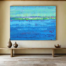 Load image into Gallery viewer, Hand - painted Large - dimension Colorful Blue Landscape Acrylic Art for Vibrant Living Rooms LargeART1793