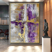 Load image into Gallery viewer, Purple - Gold - Gray Fusion Art for Ballroom & High - End Restaurant LargeART0846