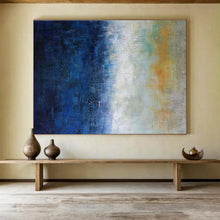 Load image into Gallery viewer, Blue - Gradient Abstract “Dawn’s Edge” Painting on Canvas, Subtle Sunrise Art DKH854