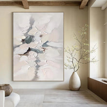 Load image into Gallery viewer, “Soft Textured Abstract in White and Grey” - White, Grey Abstract Art on Canvas DKH1174