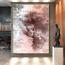 Load image into Gallery viewer, Hand - painted Substantial Blush and Gray Abstract Fusion Acrylic Art for Chic Dressing Rooms LargeART0043
