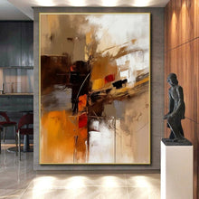 Load image into Gallery viewer, Warm Toned Abstract Cityscape Acrylic Art - Ideal for Industrial - style Loft & Cozy Library LargeART0598
