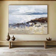 Load image into Gallery viewer, Textured Coastal Scene Abstract Painting on Canvas - “Beach Explorers” DKH634