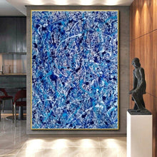 Load image into Gallery viewer, Blue - White Splatter Art for Creative Studio & Eclectic Lounge LargeART0886