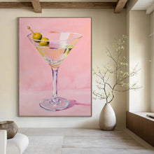 Load image into Gallery viewer, Classic Martini on Pink Abstract Painting, Ideal for Chic Bar Area & Sophisticated Lounge LargeART2016