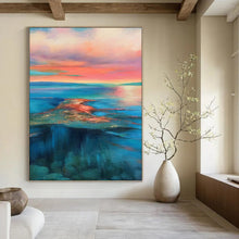 Load image into Gallery viewer, “Colorful Sunset Over Water” - Post - Impressionistic Abstract Acrylic, Great for Coastal Home and Living Room DTP018