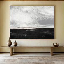 Load image into Gallery viewer, Hand - painted Monochrome Sea & Sky Acrylic Art for Minimalist Bedroom Decor LargeART1666