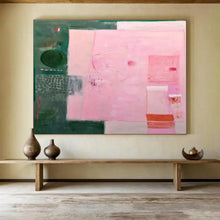 Load image into Gallery viewer, Pink & Green Abstract Mixed - Media Art for Feminine Boutique & Art Gallery Pop - Up DKH060