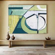 Load image into Gallery viewer, Green - Toned Geometric Abstract Painting on Canvas DKH543
