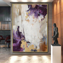 Load image into Gallery viewer, Enormous Purple - Gold Abstract Acrylic Art for Luxury Dining Room Walls LargeART0259