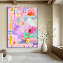 Load image into Gallery viewer, Purple - Toned Abstract Collage Painting, Perfect for Eclectic Living Room & Creative Studio Lounge LargeART1864