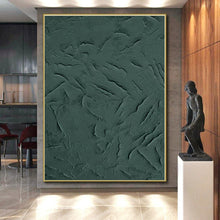 Load image into Gallery viewer, Large - Format Dark Green Textured Acrylic Art for Library & Meditation Room LargeART0430