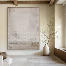 Load image into Gallery viewer, Hand - painted Large - scale Light Gray Textured Abstract Acrylic Art for Minimalist Hallways LargeART0104