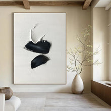 Load image into Gallery viewer, “Black and White Impasto Shapes” - Minimalist Textured Art on Canvas DKH1666
