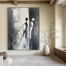Load image into Gallery viewer, Minimalist Black - White Abstract Figures Art, Ideal for Contemporary Office & Monochrome Living Room LargeART1996