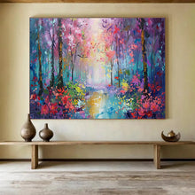 Load image into Gallery viewer, Colorful Forest Painting on Canvas - “Enchanted Woodland” DKH765