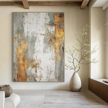 Load image into Gallery viewer, Gray, Gold & White Abstract Canvas Painting 2, Great for Industrial - Chic Bedroom & Modern Hallway LargeART1271