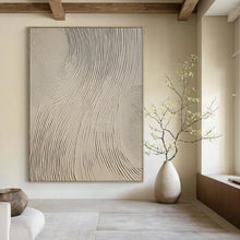Load image into Gallery viewer, Beige Wavy Texture Art for Contemporary Bedroom & Minimalist Design Studio LargeART0960