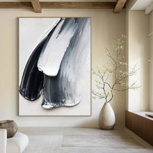 Load image into Gallery viewer, “Black and White Impasto Strokes” - Textured Minimalist Art on Canvas DKH1676