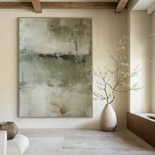 Load image into Gallery viewer, Muted Green - Gray Abstract Painting, Ideal for Serene Bedroom & Minimalist Office LargeART1357