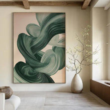 Load image into Gallery viewer, Green - Toned Flowing Ribbons Abstract Art, Suited for Modern Living Room & Creative Studio LargeART1928