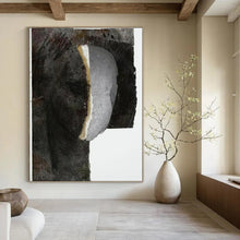 Load image into Gallery viewer, Mixed - Media Abstract Head Art, Earth - Toned Textured Collage for Bohemian Study & Eclectic Gallery Wall LargeART2223