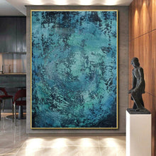Load image into Gallery viewer, Large - Scale Turquoise Textured Abstract Art for Spa & Coastal Home LargeART0464
