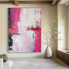 Load image into Gallery viewer, “Pink and White Abstract Splash” – Vibrant Abstract with Bold Pink and White DTP114