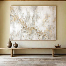 Load image into Gallery viewer, Hand - painted Generous - sized White and Gold Textured Art Acrylic Art for Luxury Living Spaces LargeART1772